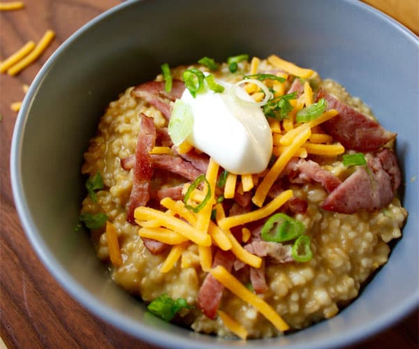 Savory Irish Oats with Turkey Bacon, Cheddar, and Chives | BeachbodyBlog.com 