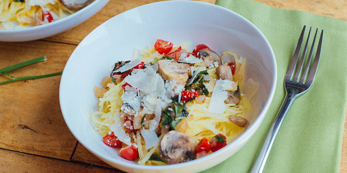 Spaghetti Squash, Tomatoes & Mushrooms Recipe | BODi