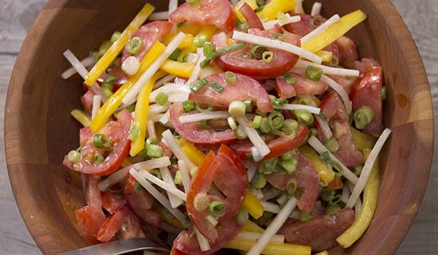 Summer Tomato Salad With Creamy Raspberry Vinaigrette