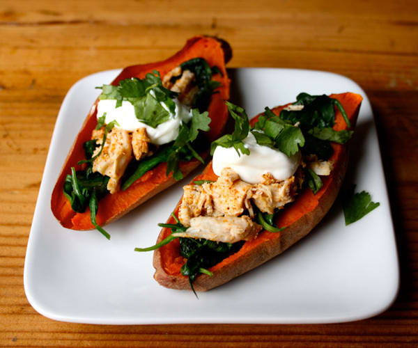 Sweet Potato Skins with Chicken and Spinach | BeachbodyBlog.com