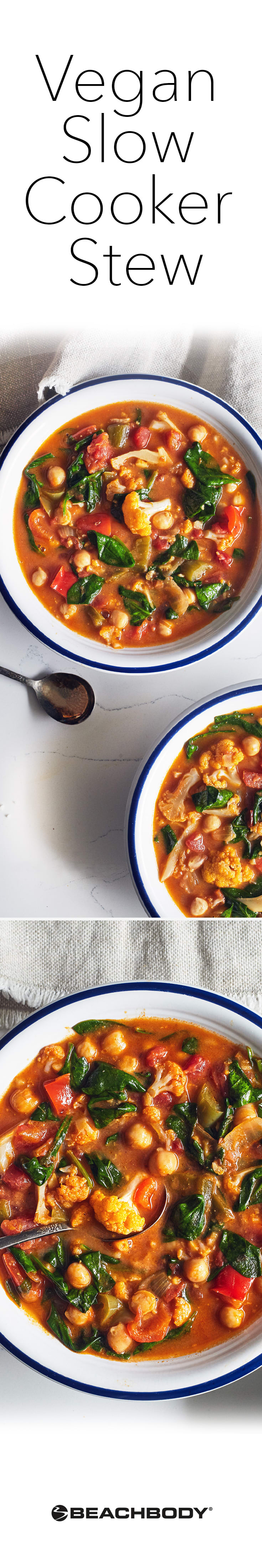 Vegan Slow Cooker Stew with Chickpeas and Spinach