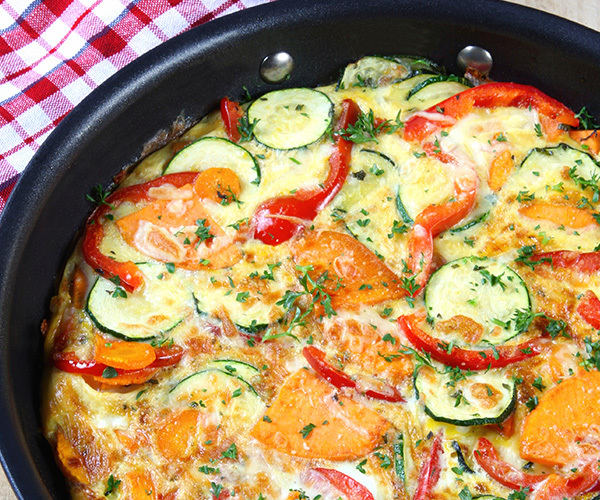 Zucchini, Red Pepper, and Sweet Potato Frittata