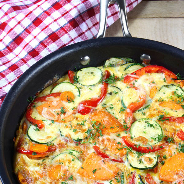 Zucchini Red Pepper Sweet Potato Frittata