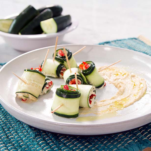 Healthy 4th of July Recipes: Cucumber Hummus Roll-ups