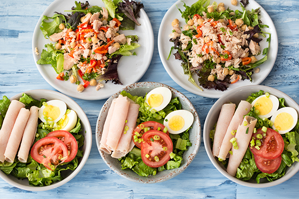 21 Day Fix Easy Meal Prep No Cook Lunches - Cobb Salad and Bean Salad