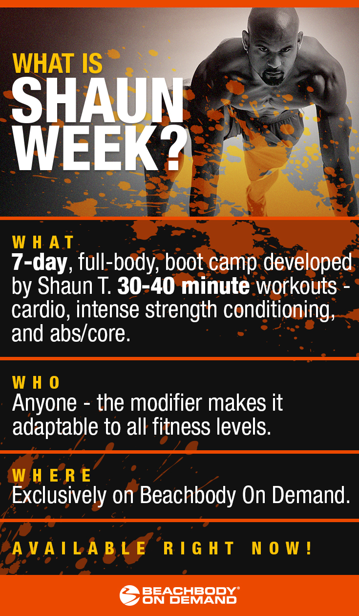 Get shredded with Shaun Week, a high energy boot camp workout! Shaun T workout