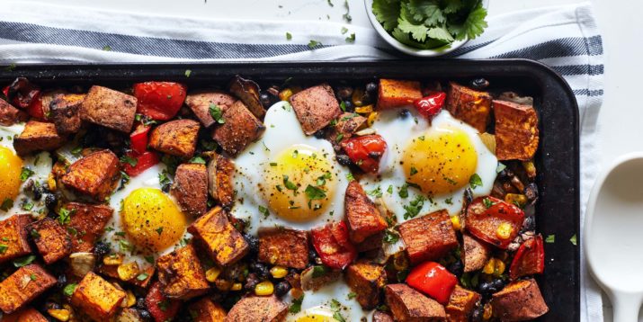 Sheet Pan Sweet Potato Hash With Eggs