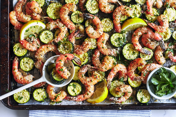 Sheet Pan dinner recipe: Garlic Shrimp with Zucchini