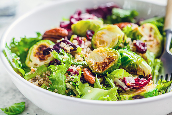 Roasted Brussels sprouts in a bowl