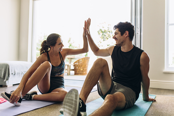 fitness couple celebrating workout | good workout