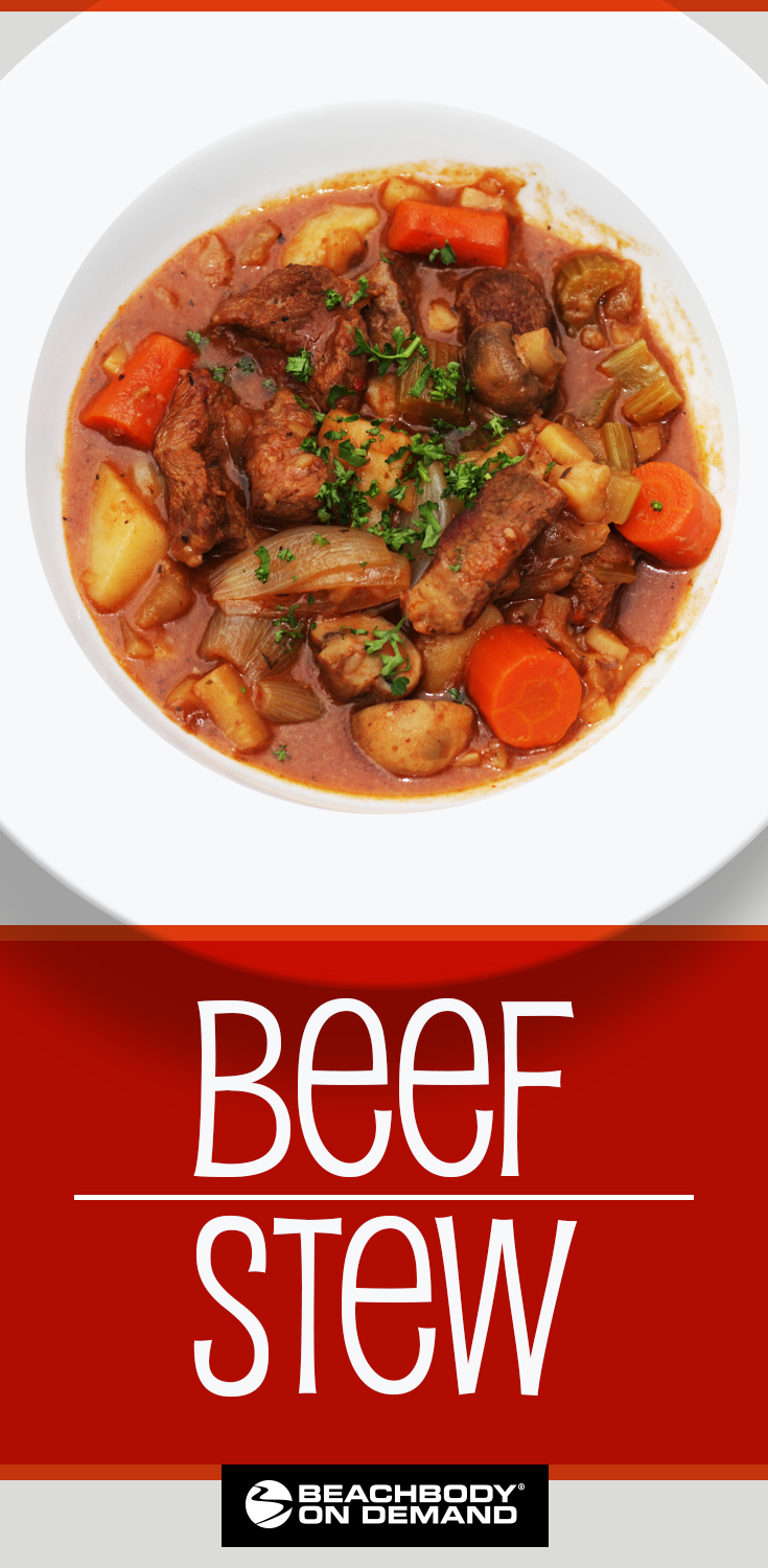 Carrots, potatoes, and celery make a great base for this beef stew recipe, and button mushrooms amp up it's meaty flavor. 