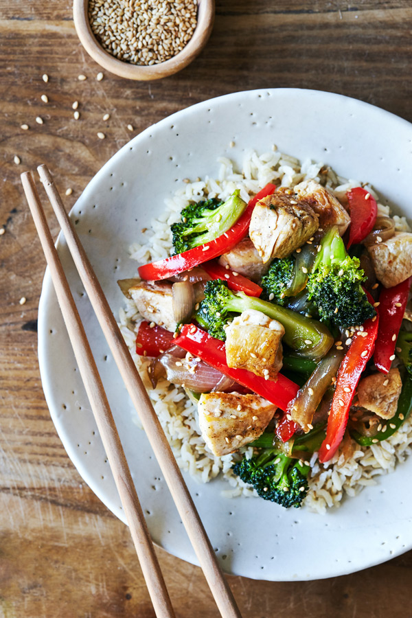 This healthy teriyaki chicken stir-fry recipe is an easy weeknight dinner featuring tender chicken breast and loads of fresh veggies.