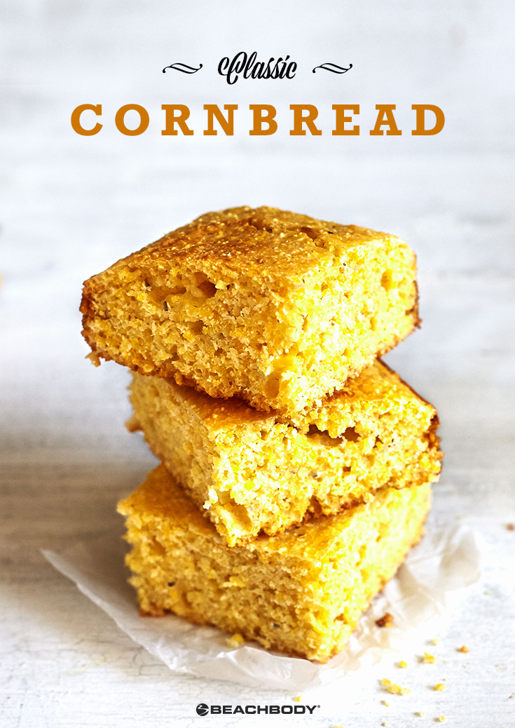 Classic cornbread recipe made healthy with coconut oil and honey. Only 87 calories per slice.