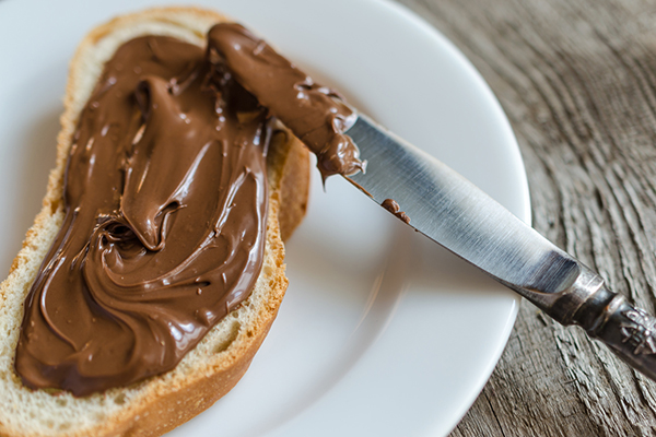 Nutella spread on toast