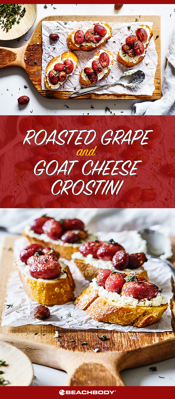 Looking for an easy crostini recipe? This Roasted Grape and Goat Cheese Crostini holiday appetizer is beautiful and uses only a handful of ingredients. 