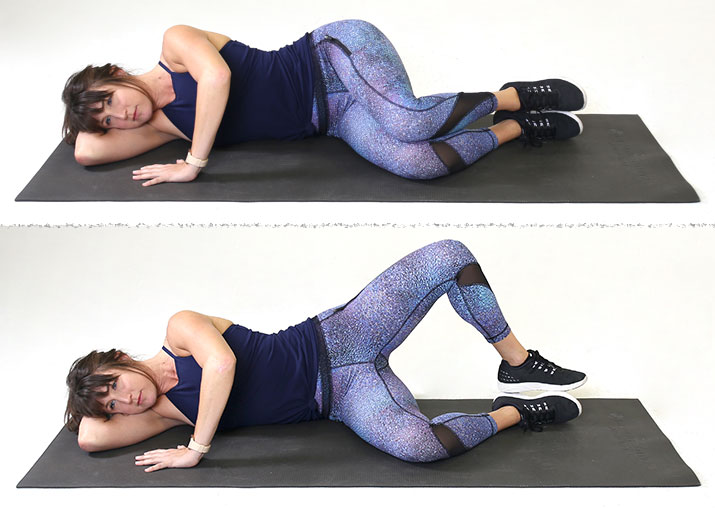 woman doing clamshell exercise | butt anatomy