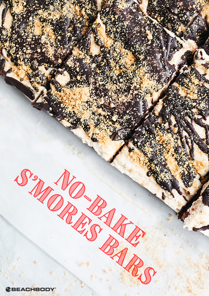 Made with real graham crackers, these toasty No-Bake S'mores Bars are satisfying Shakeology treats that taste like they just came off the campfire.