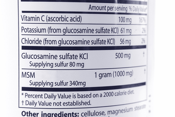 Nutrition facts label