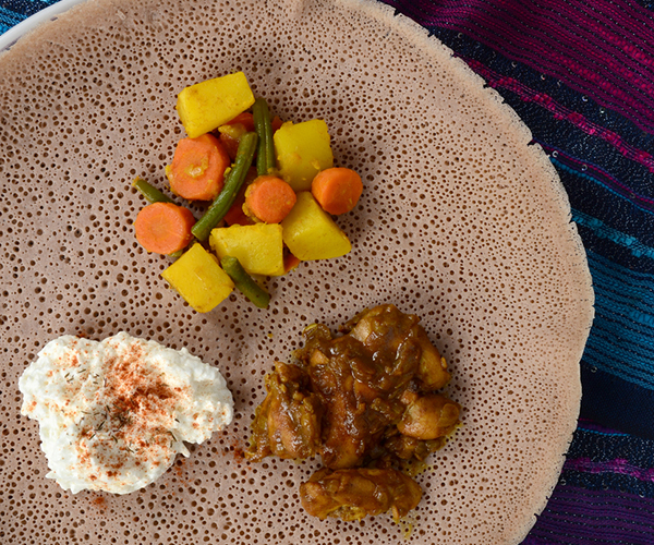 Ethiopian Meal With Injera