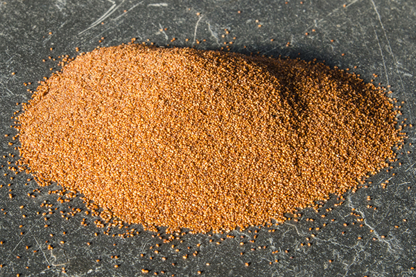 Mound of teff on a granite counter