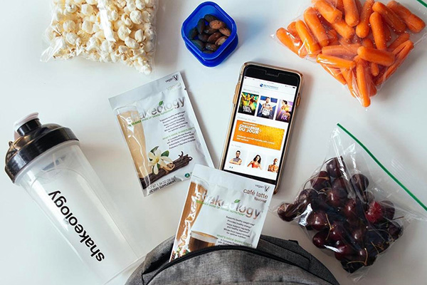 Shakeology packet and healthy snacks