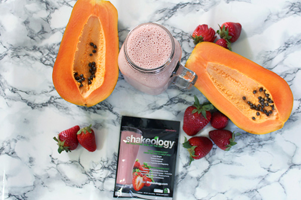 Strawberry Shakeology with papaya