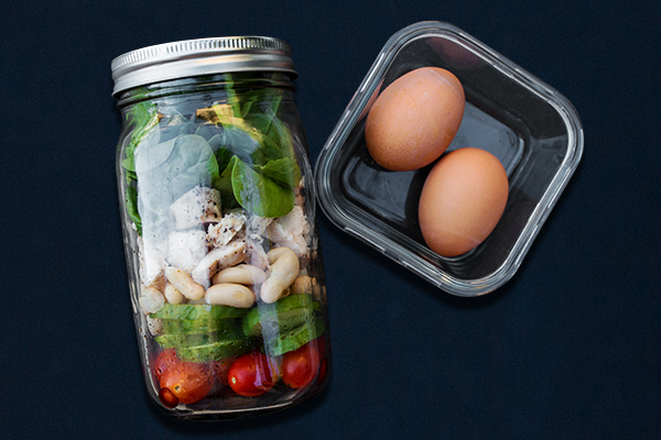 Post-Workout Meals for 80 Day Obsession, Salad Jar with Hard-Boiled Eggs