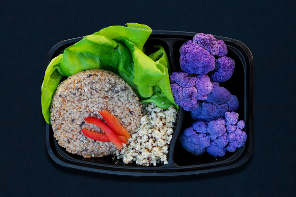 Post-Workout Meals for 80 Day Obsession, Vegan Veggie Burger with Purple Cauliflower