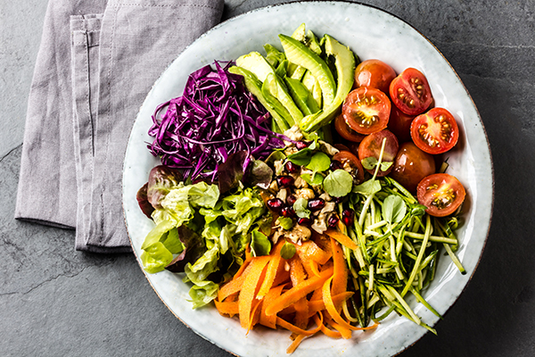 Healthy vegetarian bowl in a salad