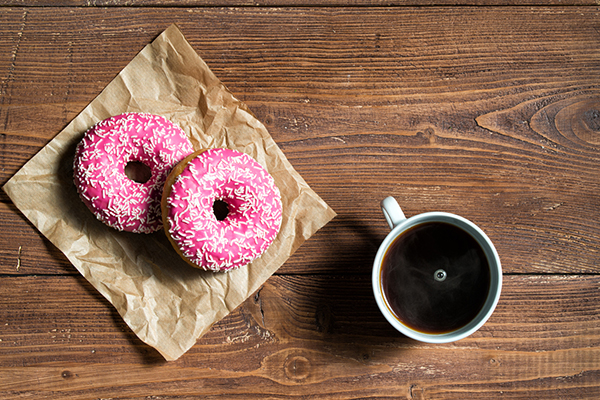 Vegan donuts with coffee