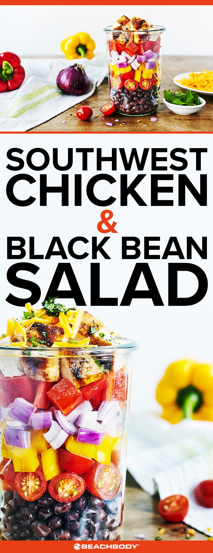 Southwest Chicken and Black Bean Salad Recipe, mason jar salad, salad recipe