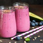 Make this velvety Avocado Smoothie Recipe for breakfast with ripe avocado, tangy blueberries, old-fashioned rolled oats, and creamy Strawberry Shakeology.