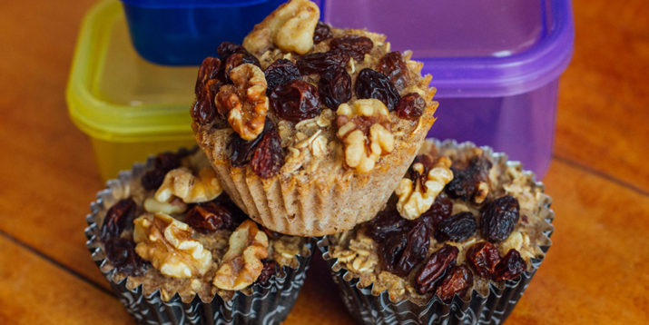 Muffins de Avena Horneados con Pasas y Nueces