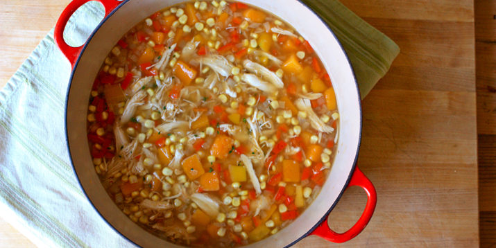 Sopa de Calabaza y Pollo Asado