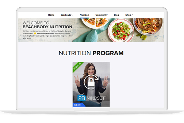 Beachbody On Demand Nutrition tab