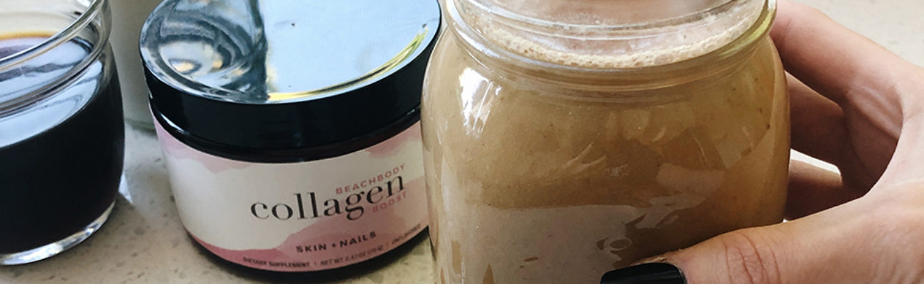 collagen latte in a mason jar