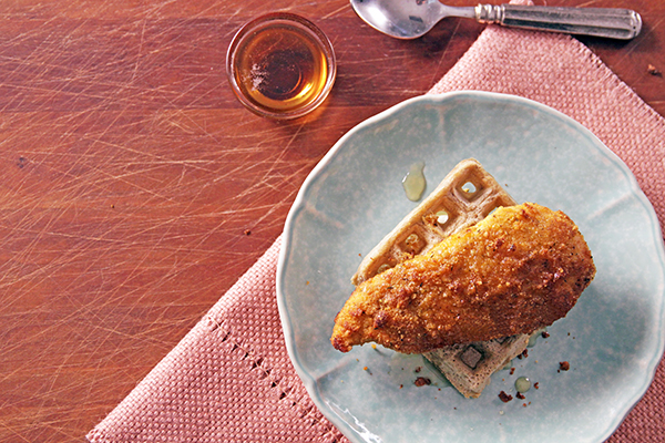 Fried chicken on a waffle