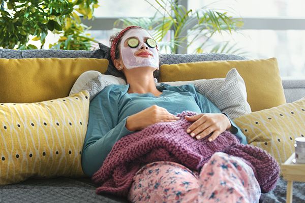 Woman with facial mask