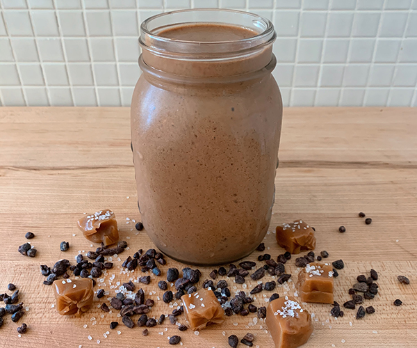 Chocolate Salted Caramel Shakeology in a jar