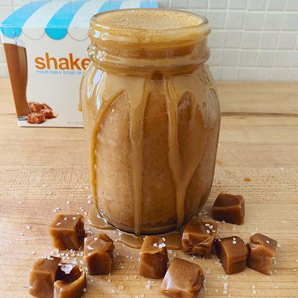 Salted Caramel Shakeology Creme Brulee smoothie in a jar