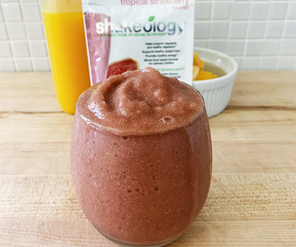 Shakeology smoothie in a glass