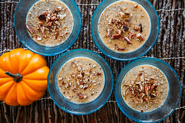 Chia seed pudding in glass bowls