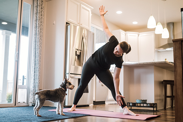 Woman doing home yoga workout