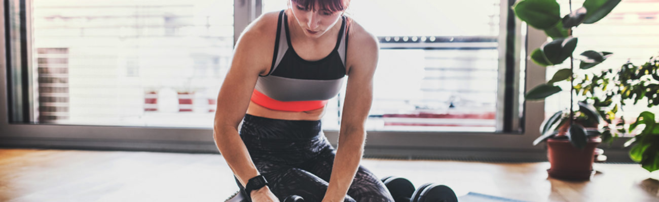 Woman doing exercise at home.