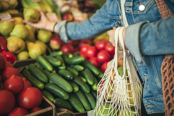 Woman shopping for produce