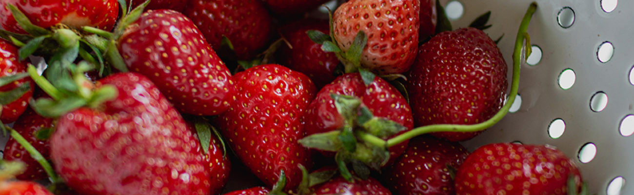 Strawberries in colander