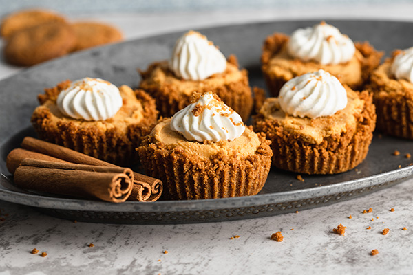 Mini cheesecakes on a tray