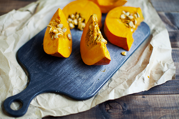 Pumpkin slices on cutting board