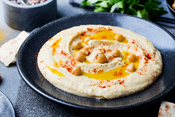 hummus on a plate