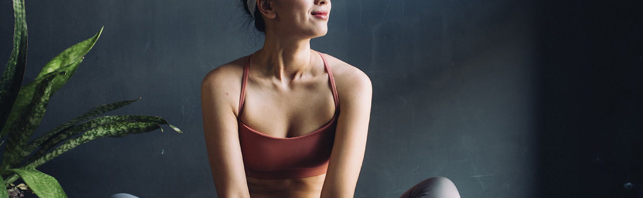 Woman relaxing after yoga